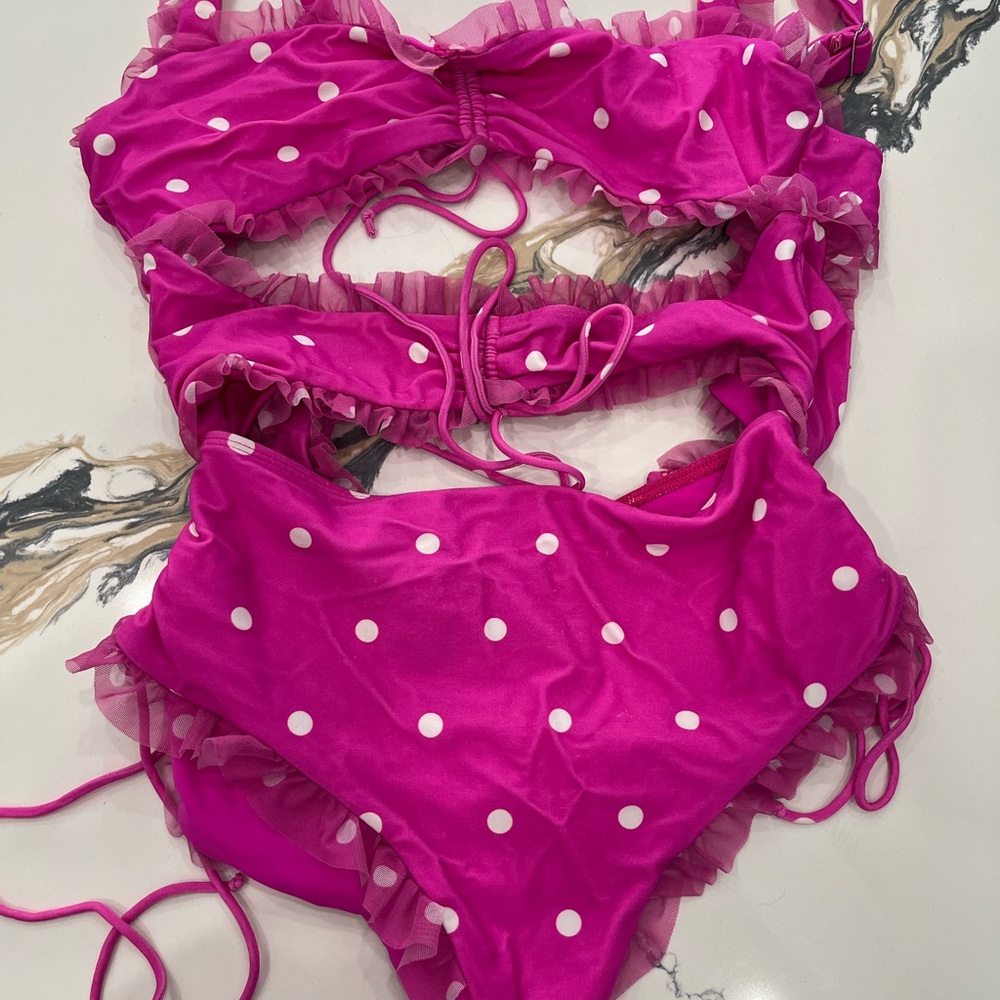 Pink Polka Dot Bikini Set